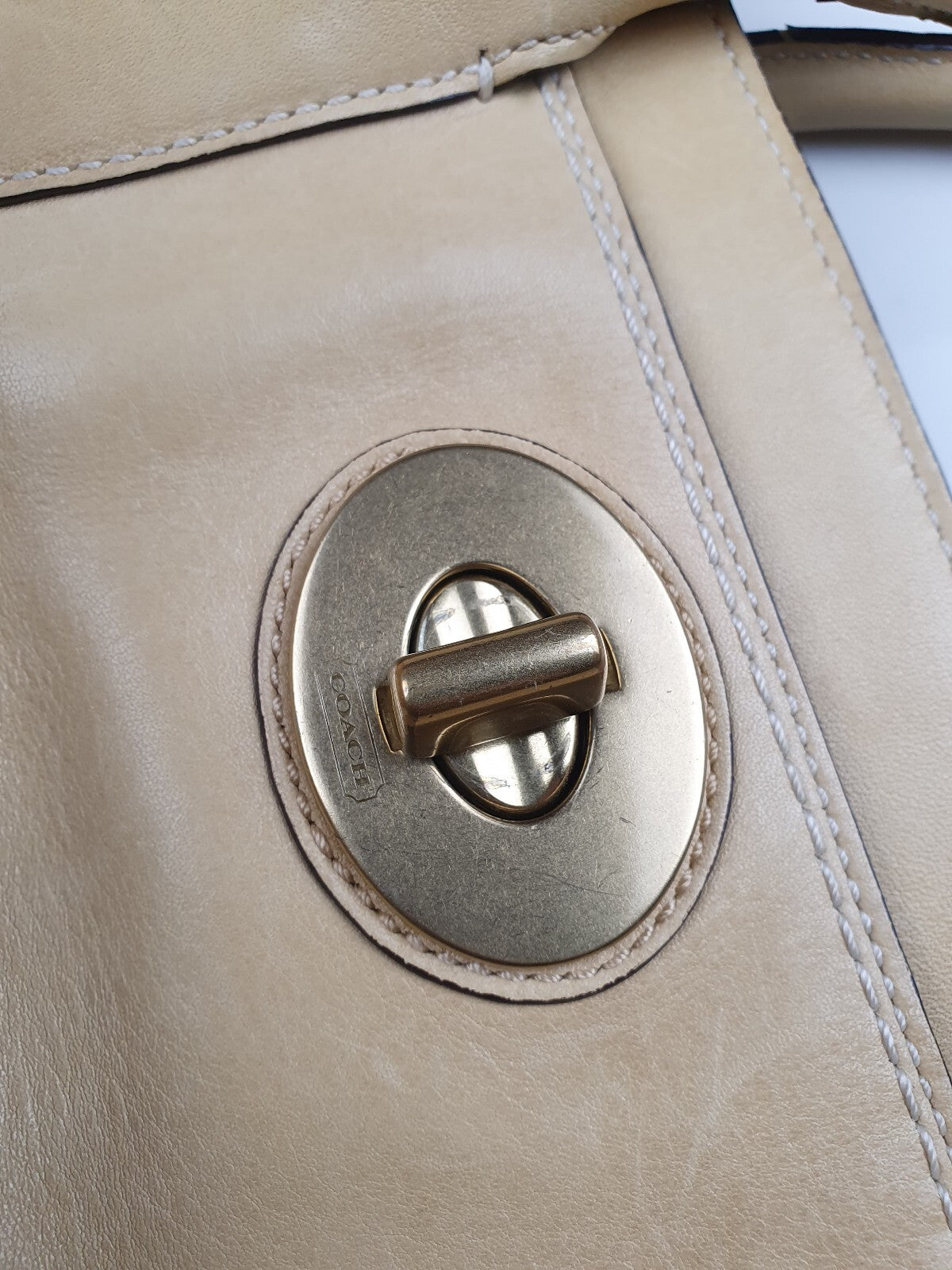 Coach Vintage Cream Leather Tote Bag