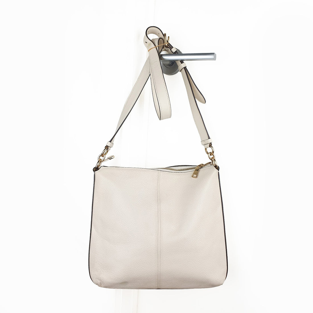 Coach Pebbled Leather Crossbody Bag in Light Beige