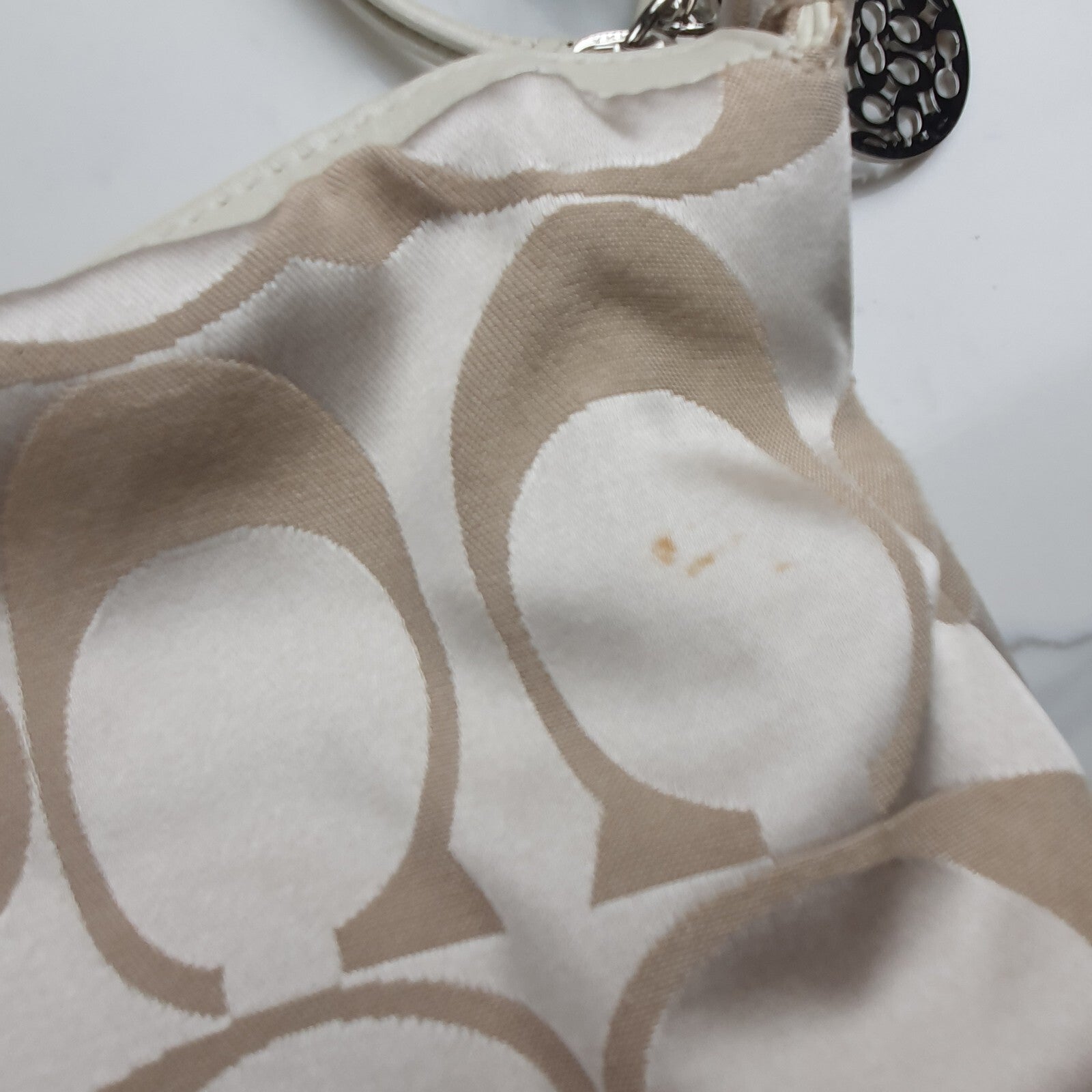 Coach Beige and Cream Signature Hobo Shoulder Bag