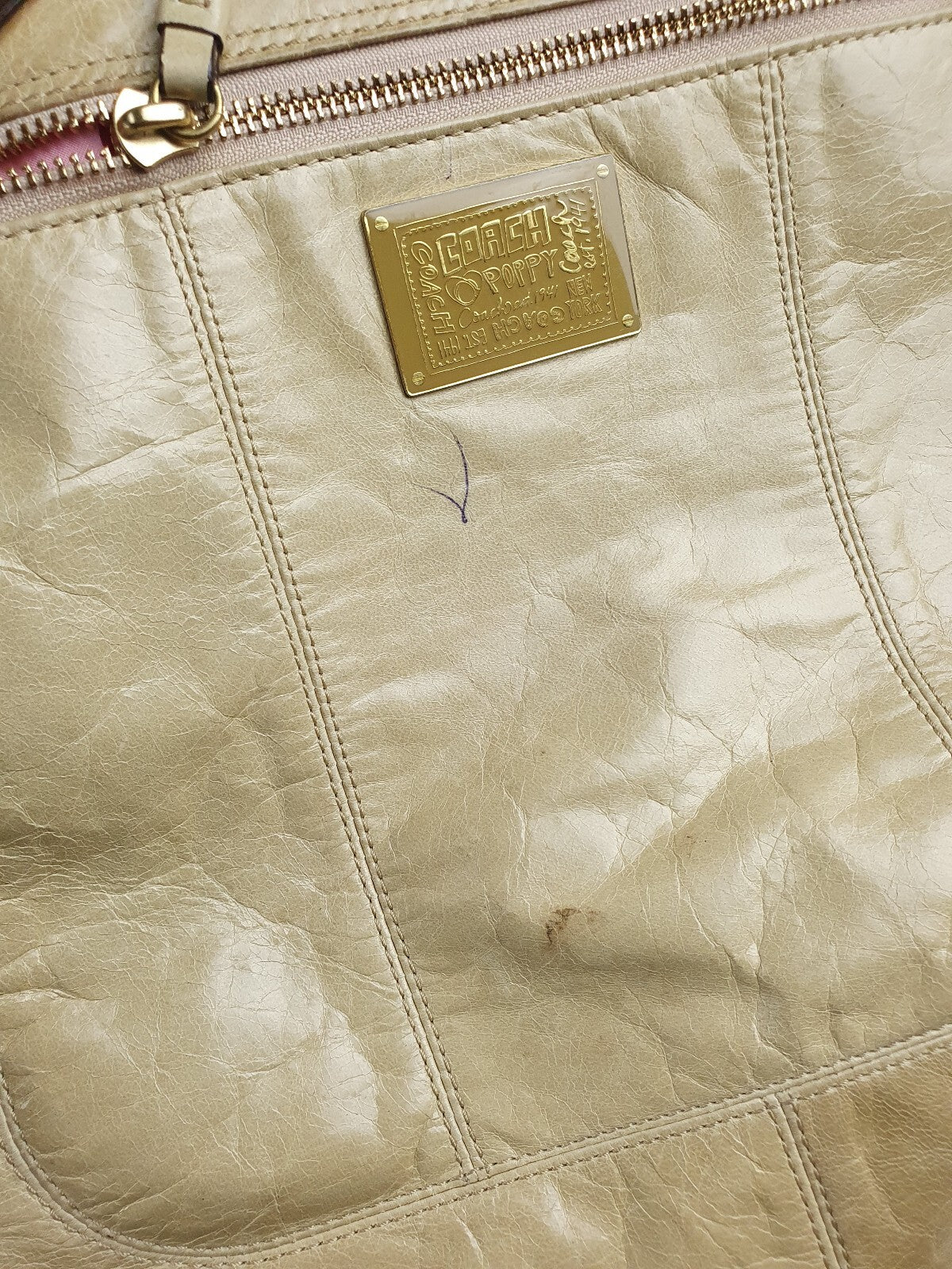 Vintage Coach Beige Leather Shoulder Bag
