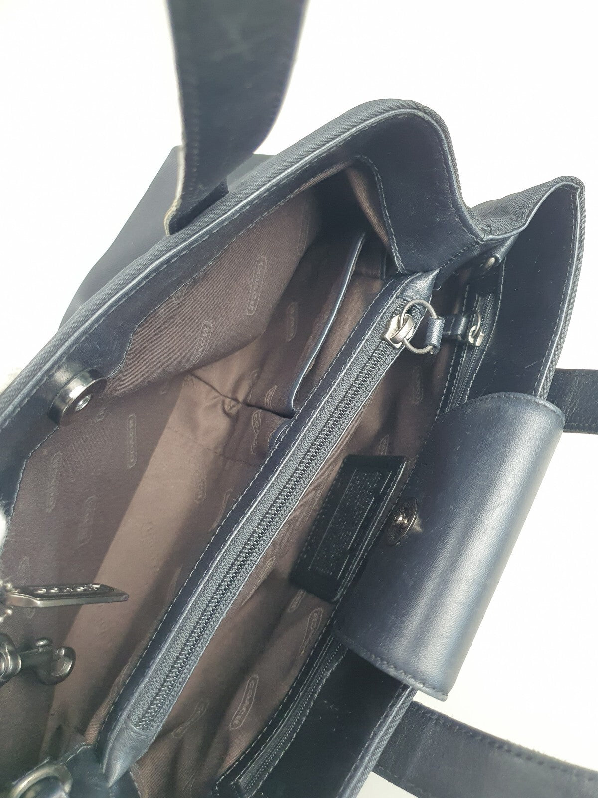 Vintage Coach Black Nylon and Leather Shoulder Bag