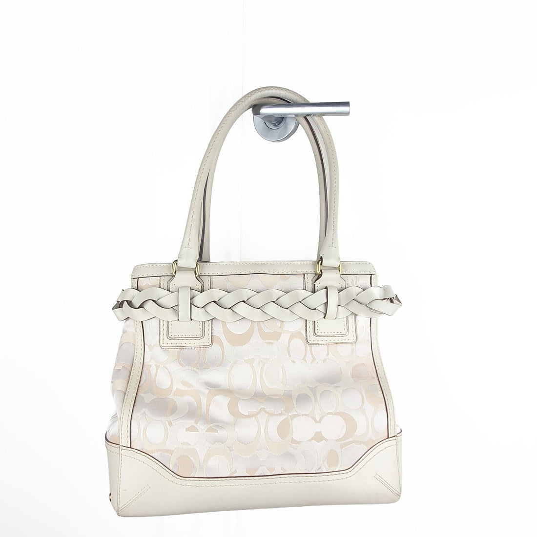 Coach Signature Hampton Clip Shoulder Bag White