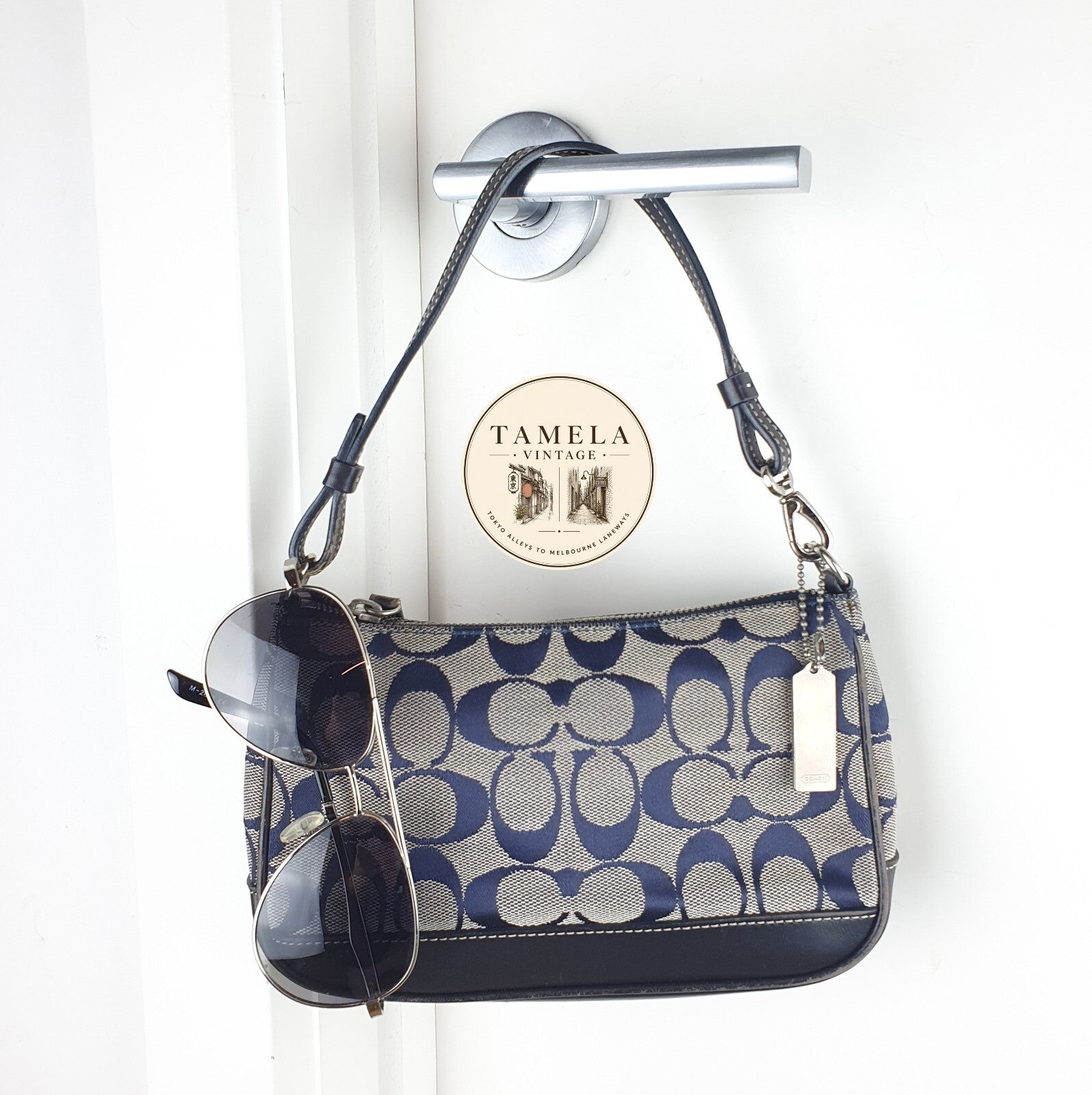 Coach Signature Canvas and Leather Small Shoulder Bag