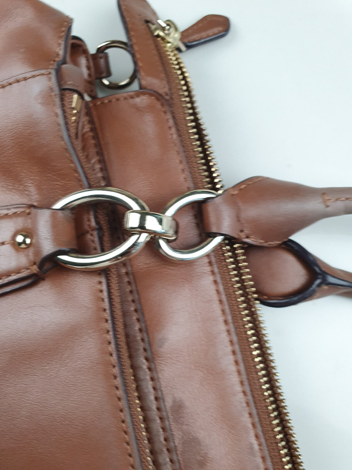 Coach Brown Leather Handbag with Gold Hardware