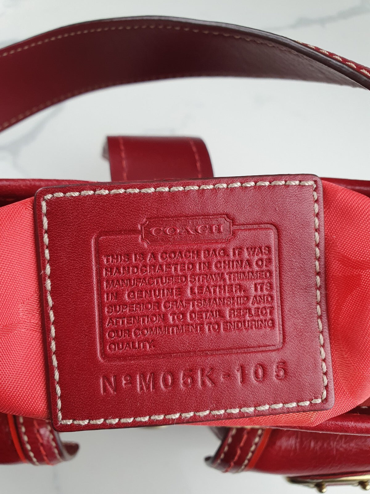 Coach Vintage Red Leather and Straw Shoulder Bag