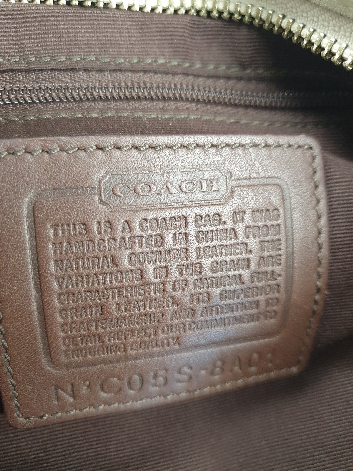Coach Vintage Cream Leather Shoulder Bag with Brown Strap