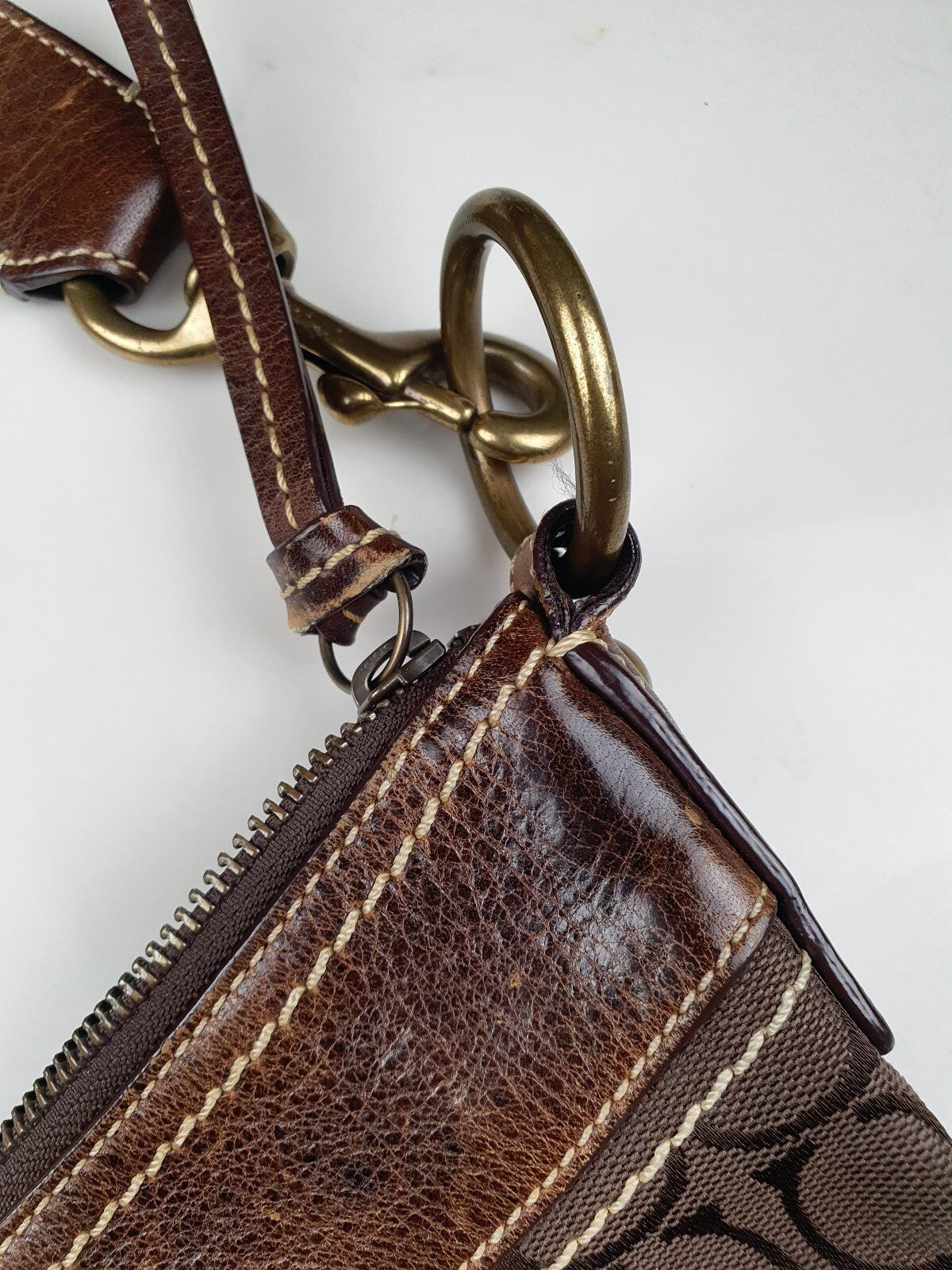 Coach Signature Brown Canvas & Leather Crossbody Bag