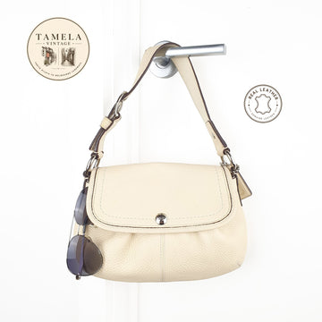 Coach Cream Leather Shoulder Bag with Pink Interior