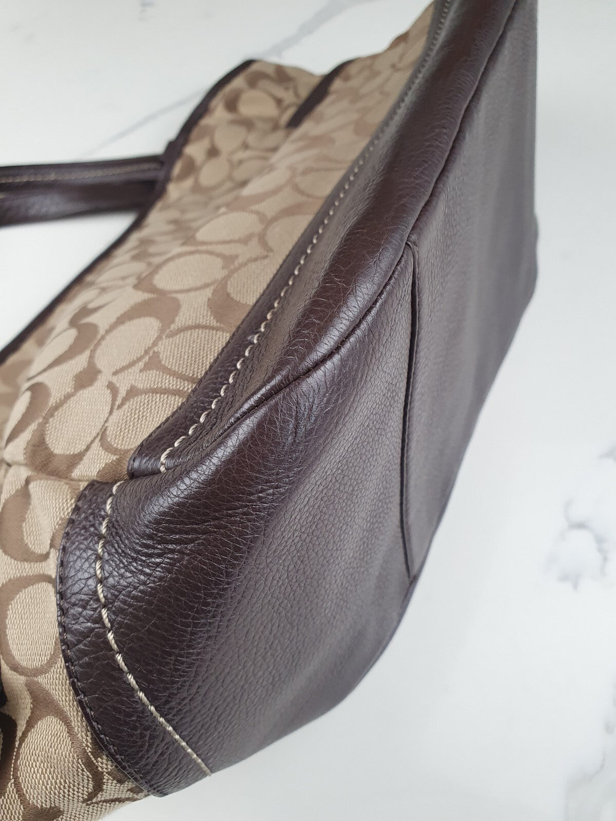Vintage Coach Signature Canvas and Leather Shoulder Bag