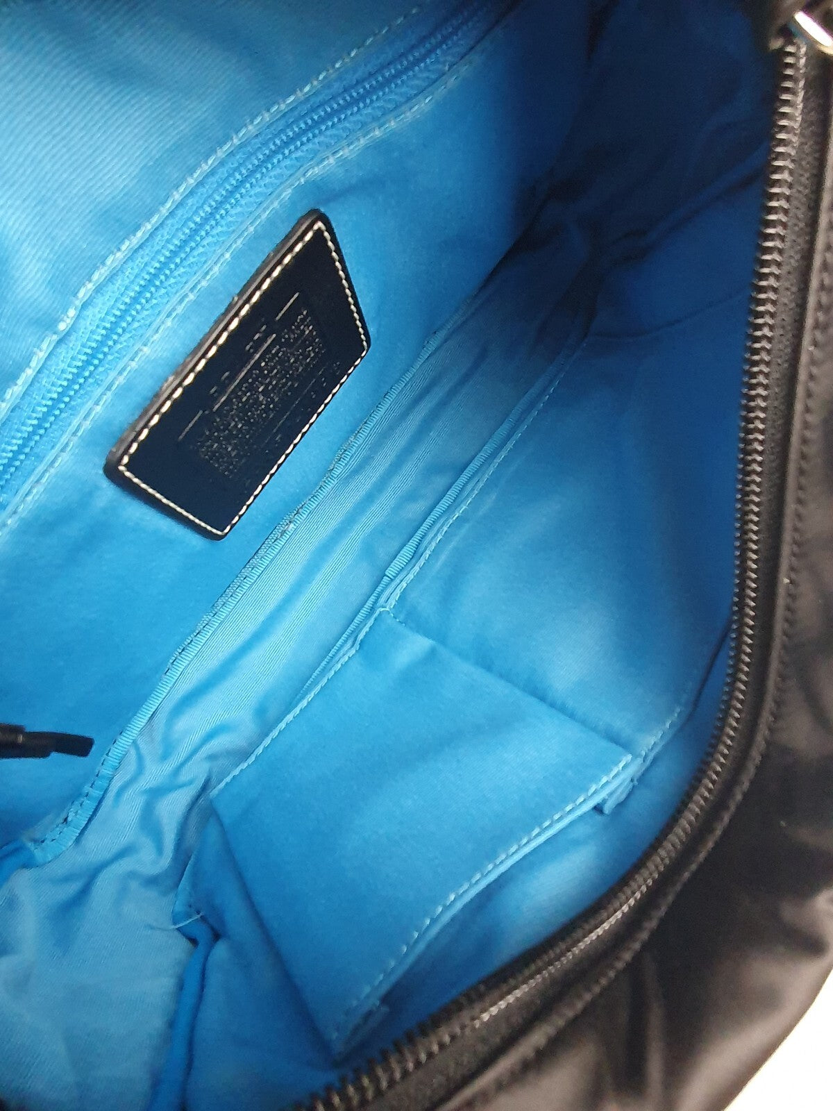 Coach Vintage Black Nylon Crossbody Bag with Blue Interior