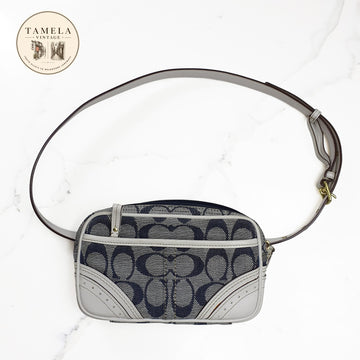 Authentic Coach navy and white belt bag