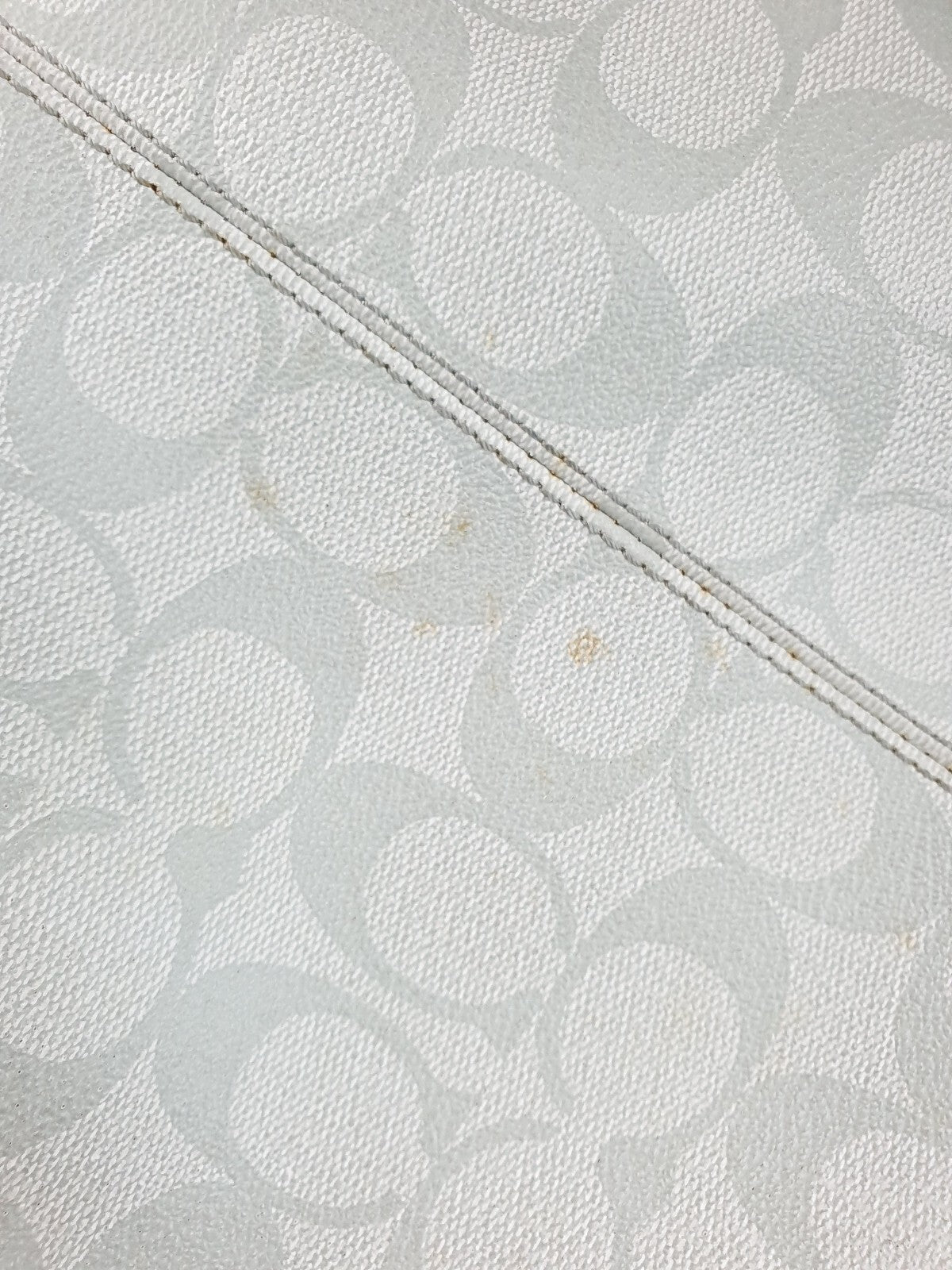 Coach Signature Canvas Handbag with Metallic Leather Trim