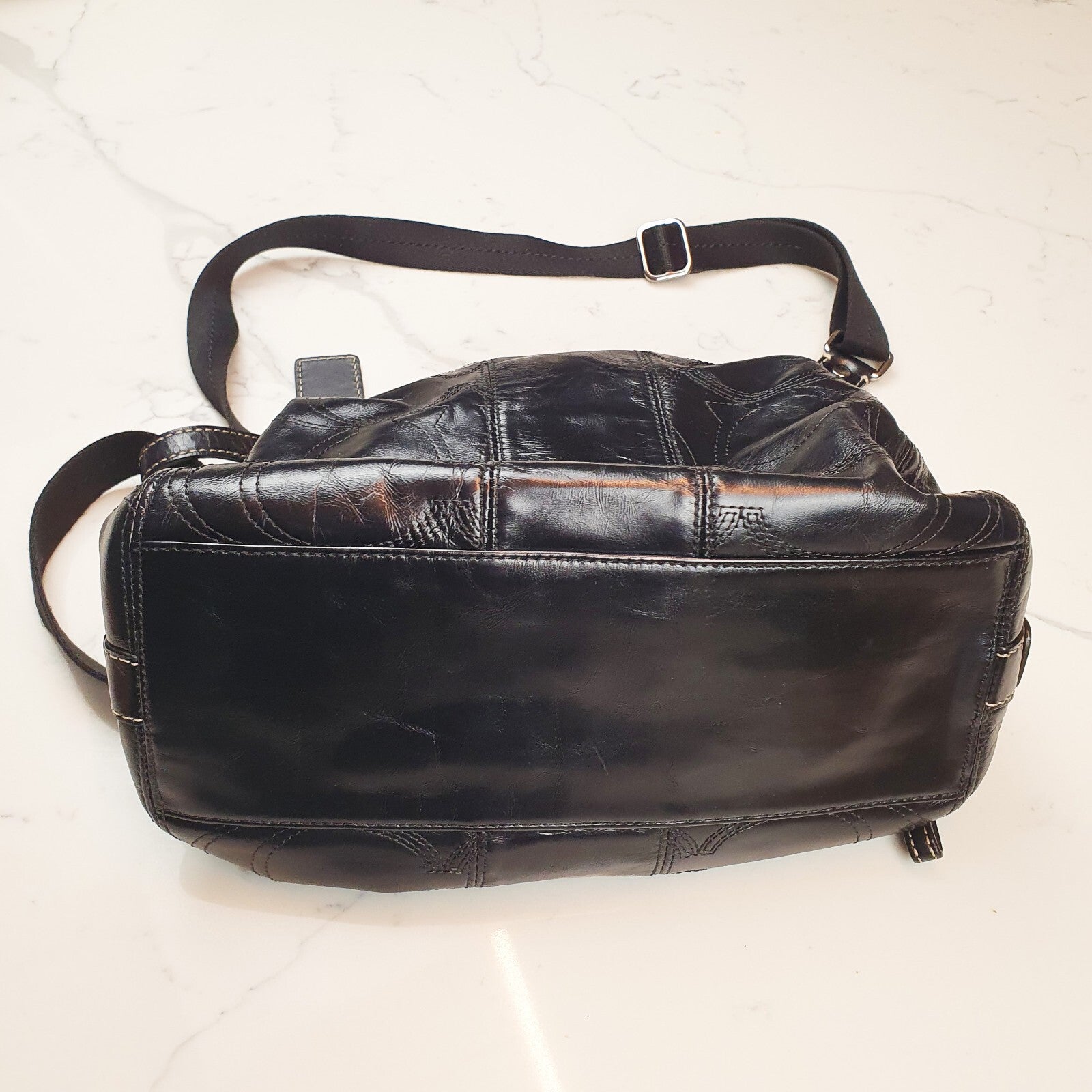 Coach Black Leather Shoulder Bag with Adjustable Strap