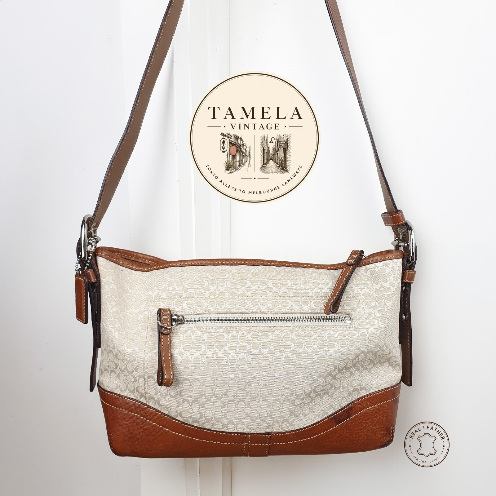 Coach Signature Canvas and Leather Shoulder Bag