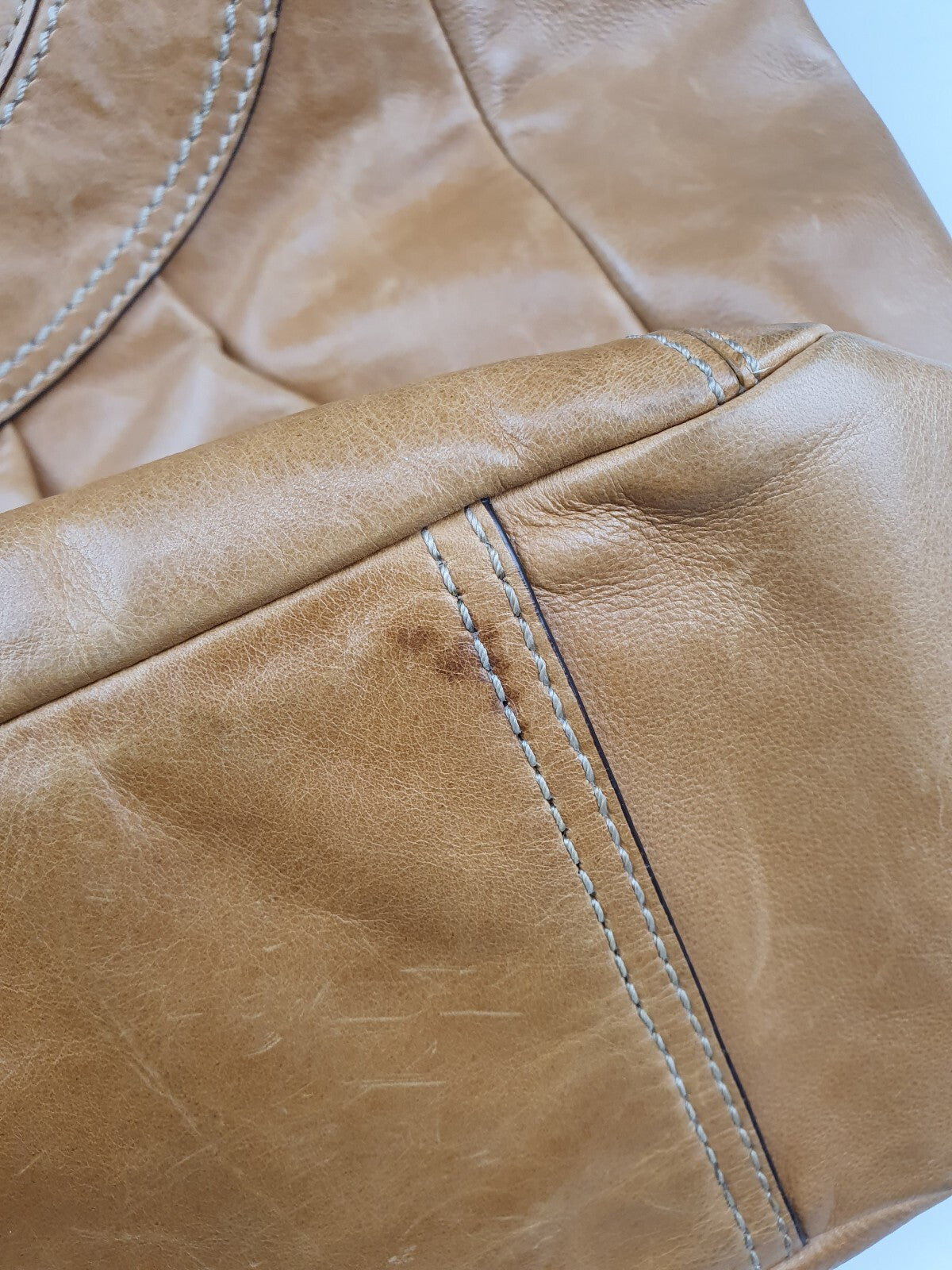 Coach Genuine Leather Tan Shoulder Bag with Colourful Interior Lining