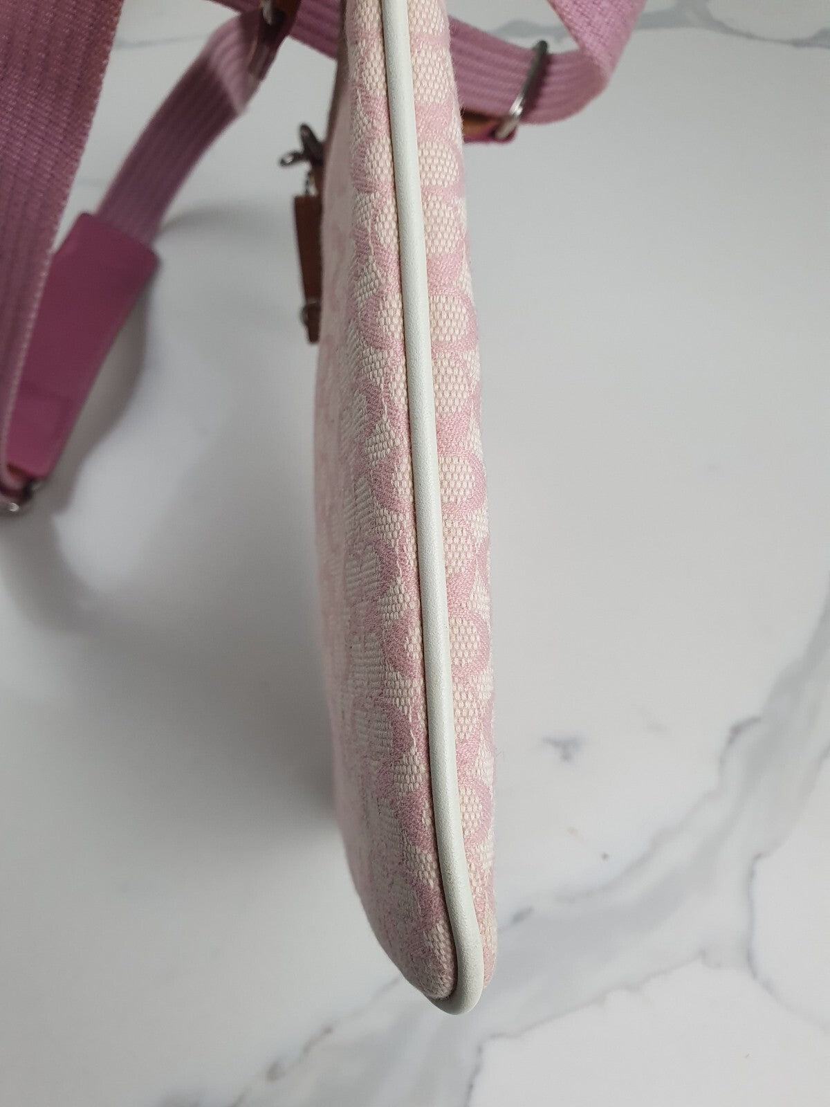 Coach Vintage Pink Signature Crossbody Bag with Adjustable Strap