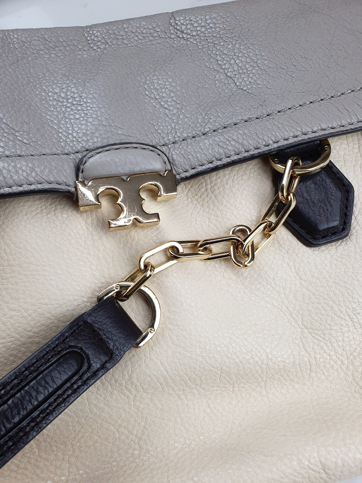 Tory Burch Genuine Leather Shoulder Bag with Chain Strap