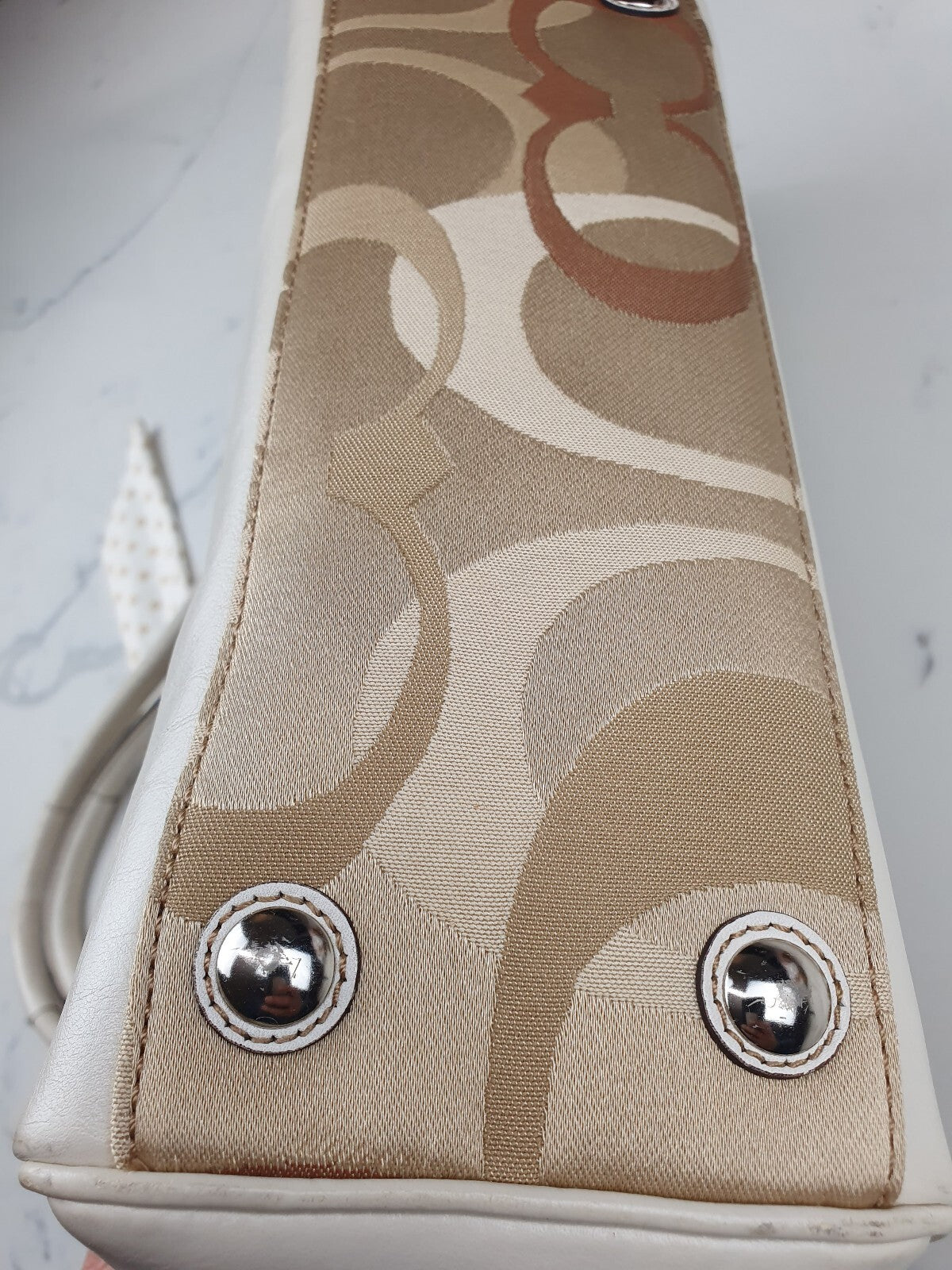Coach Signature Canvas and Leather Satchel Handbag