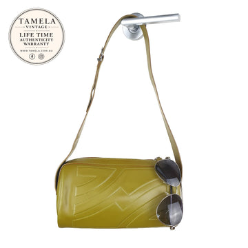 Salvatore Ferragamo Olive Green Leather Shoulder Bag with Adjustable Strap