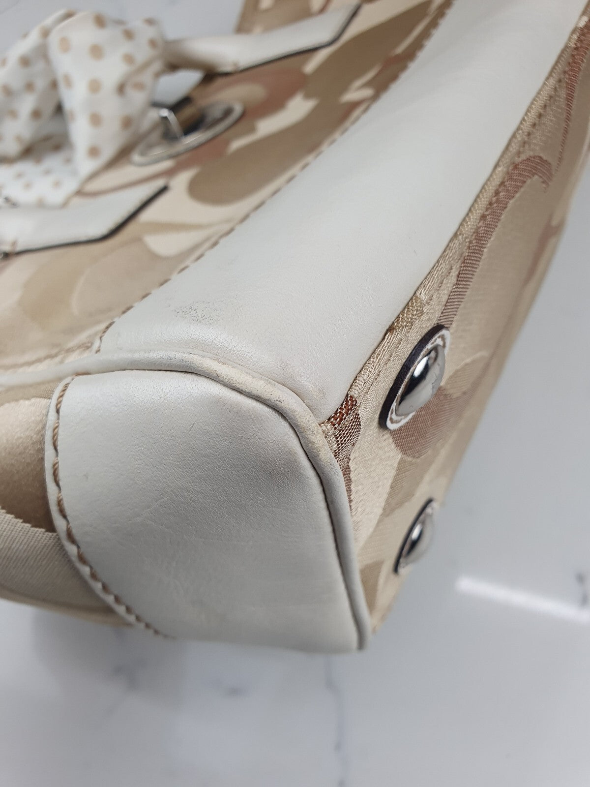 Coach Signature Canvas and Leather Satchel Handbag
