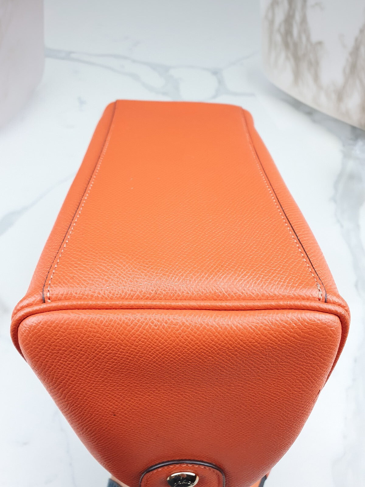 Coach Orange Leather Satchel Bag with Adjustable Strap