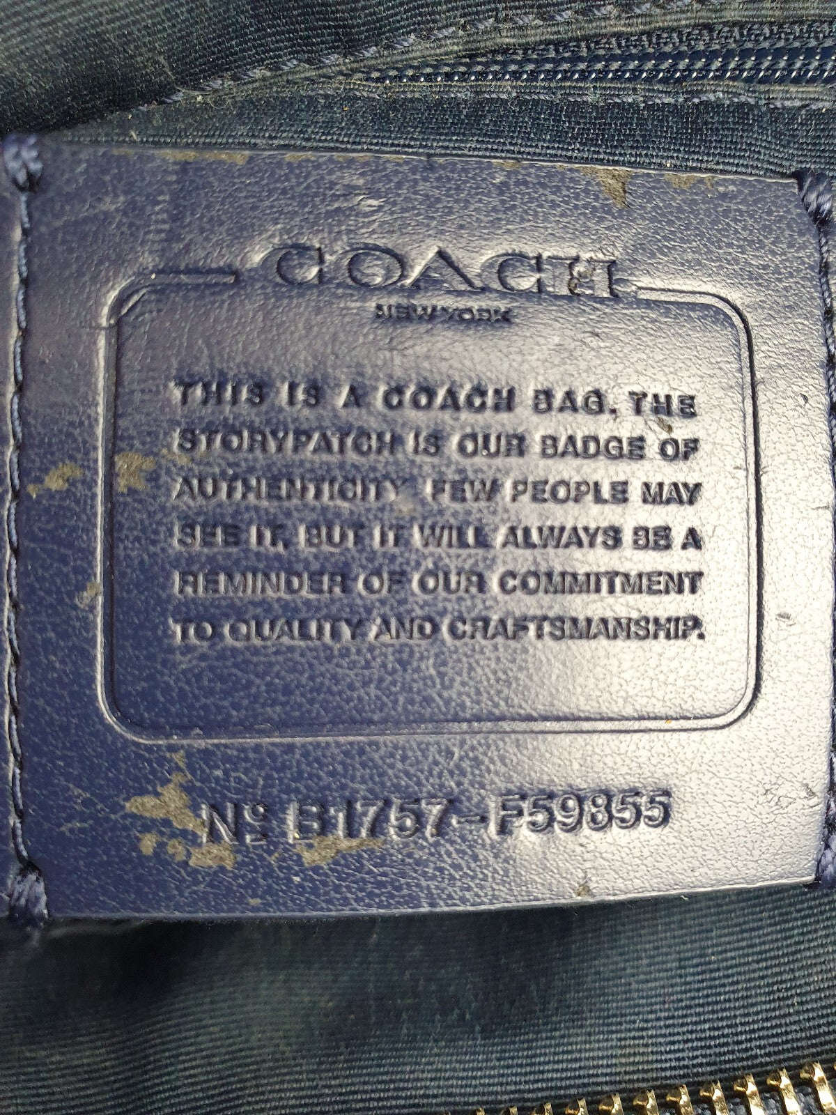 Coach Navy Blue and Cream Leather Tote Bag