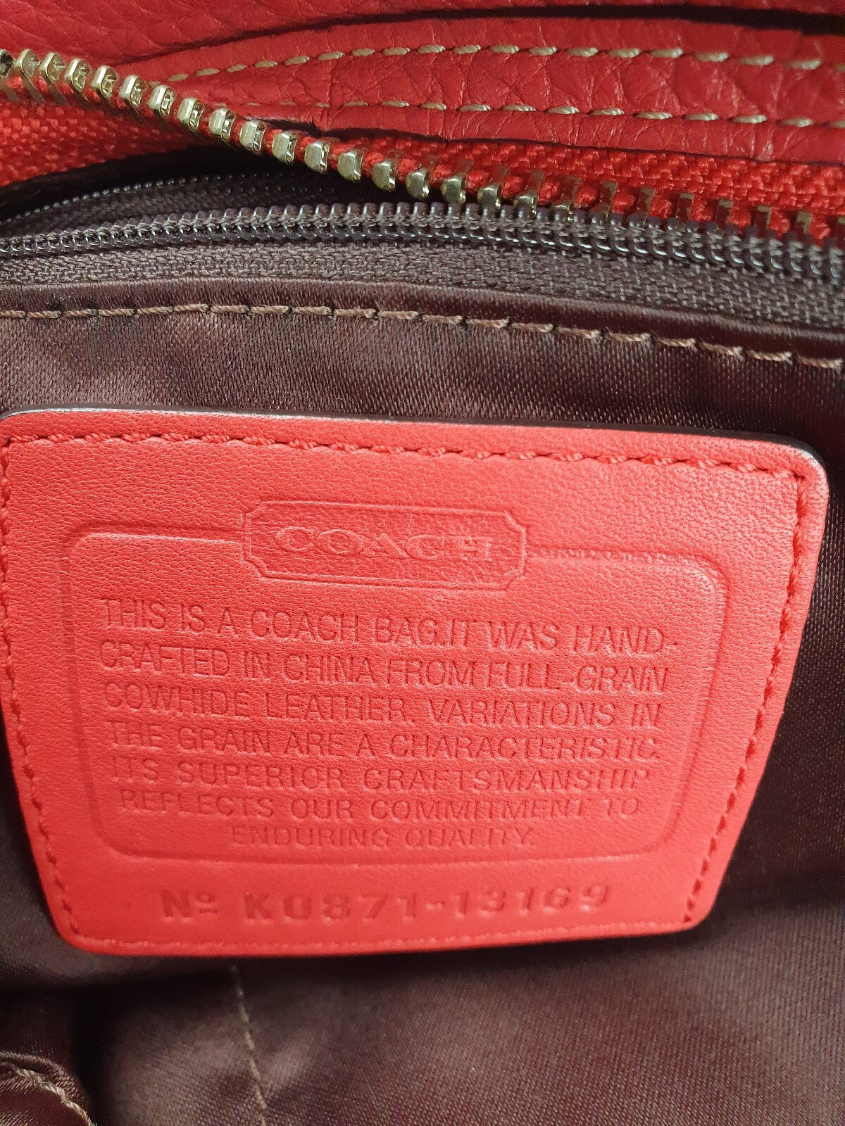 Coach Genuine Full Grain Leather Shoulder Bag