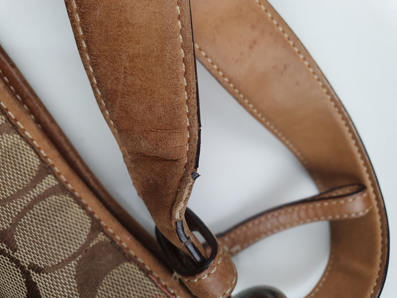 Authentic Coach Signature Canvas and Leather Shoulder Bag