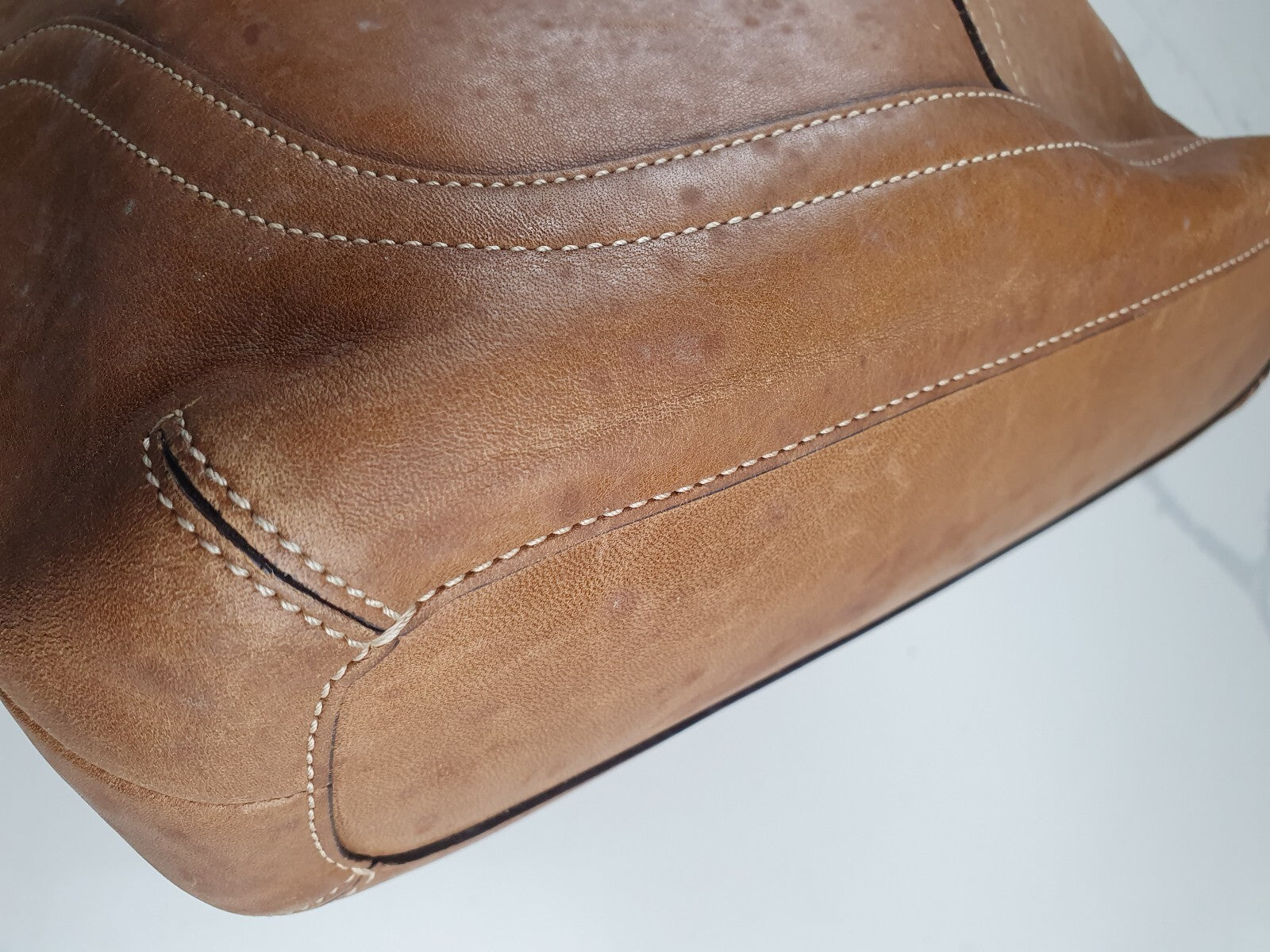 Coach Vintage Tan Leather Shoulder Bag with Buckle Detail
