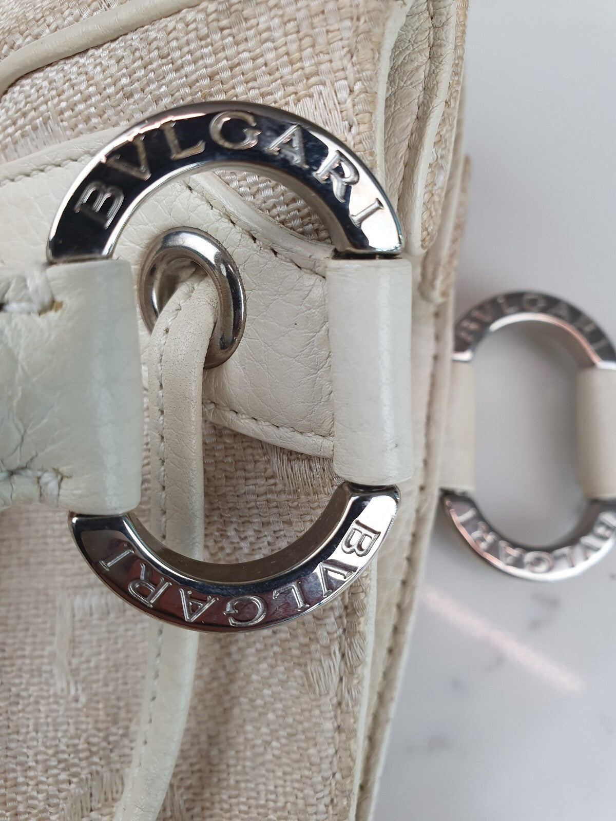 BVLGARI Logo Mania All-over Print Tote Bag Canvas Made in Italy Handbag