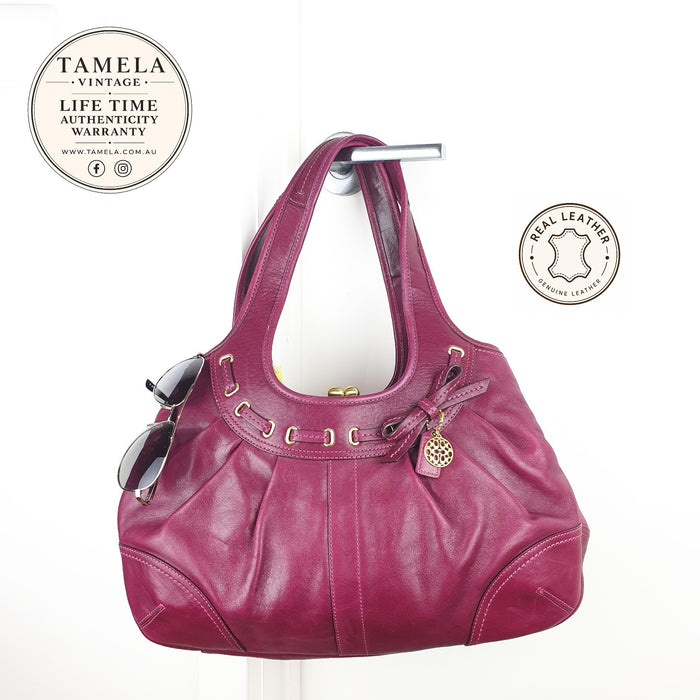 Coach Genuine Leather Purple Shoulder Bag
