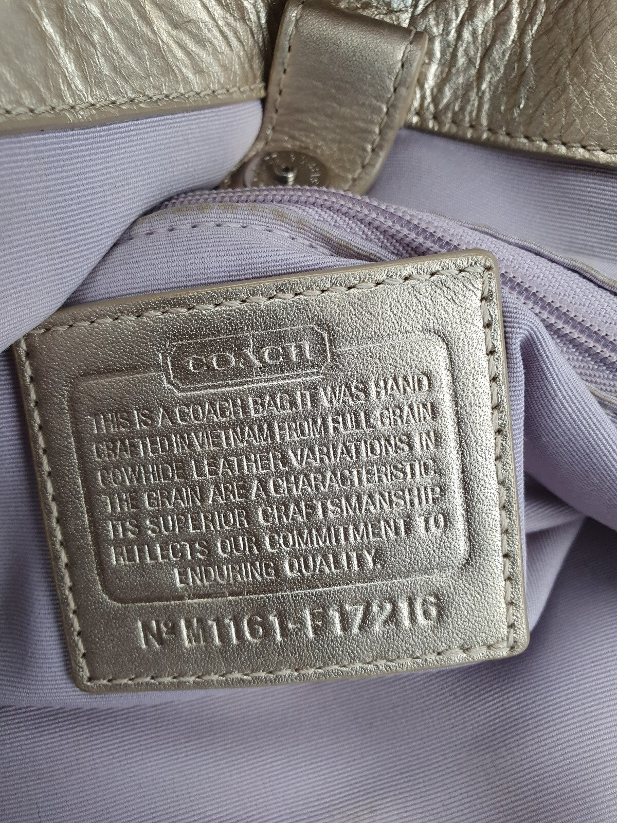 Coach White Leather Tote Bag with Metallic Gold Handles