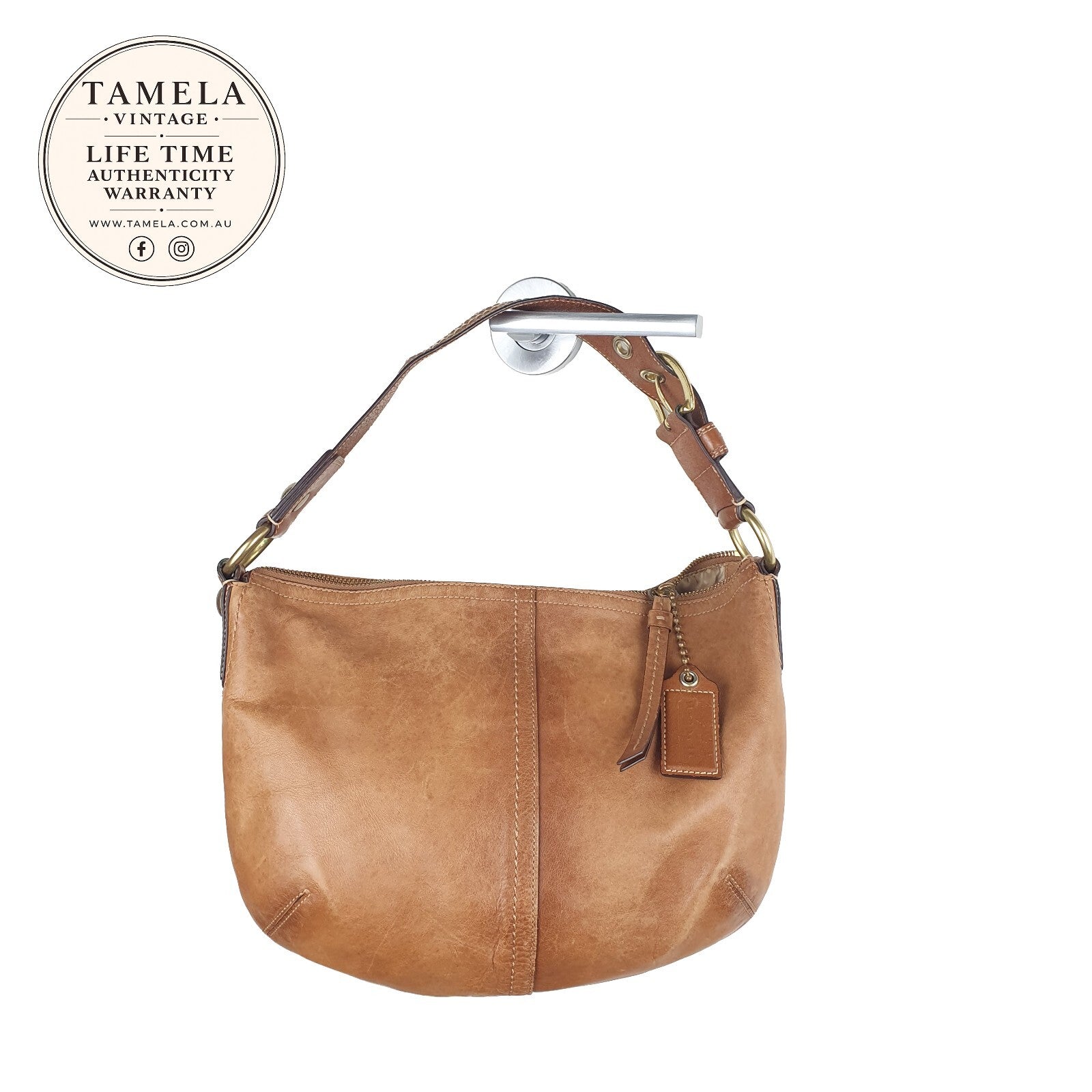 Coach Vintage Tan Leather Hobo Shoulder Bag