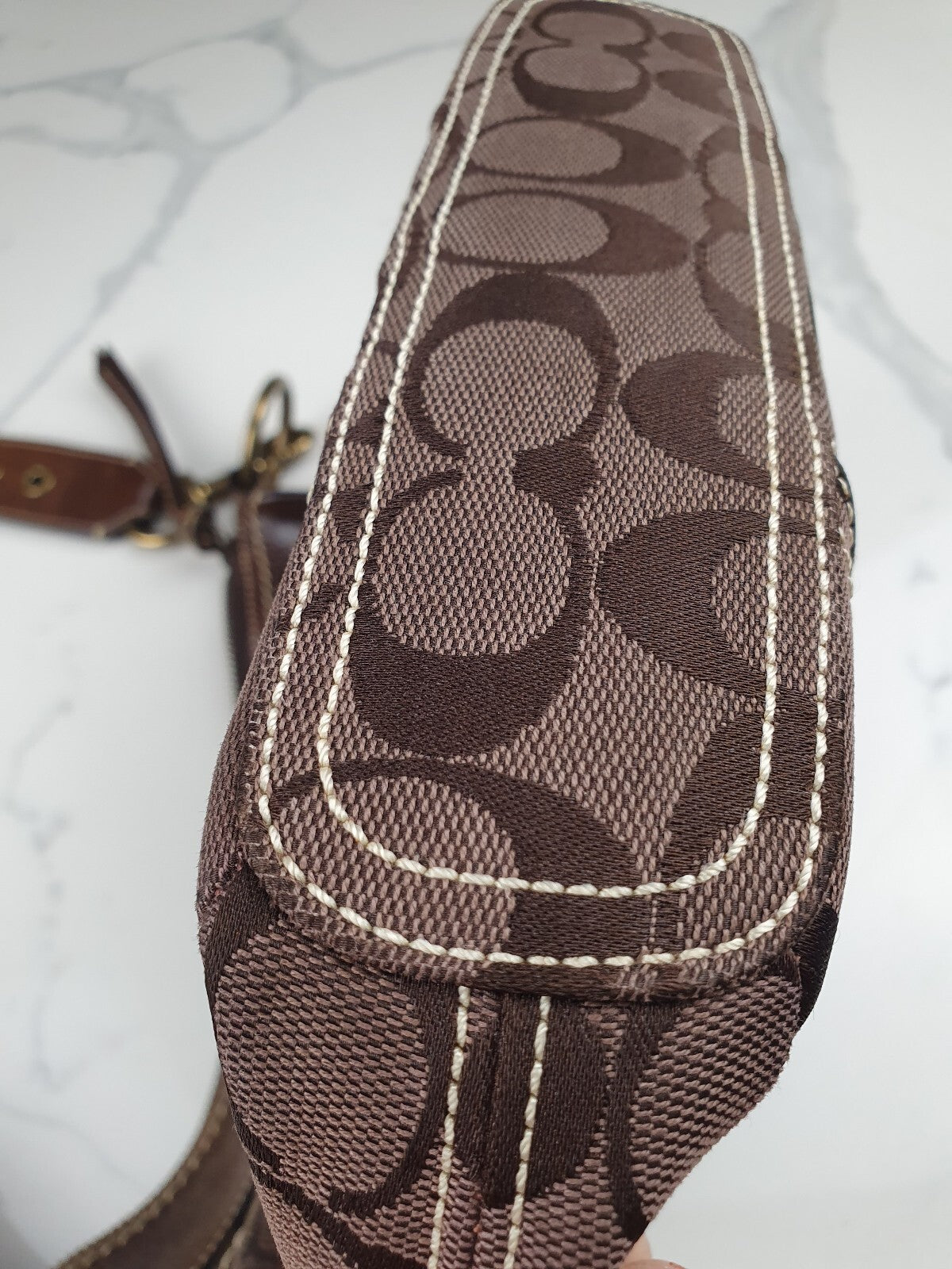 Coach Signature Brown Canvas & Leather Crossbody Bag