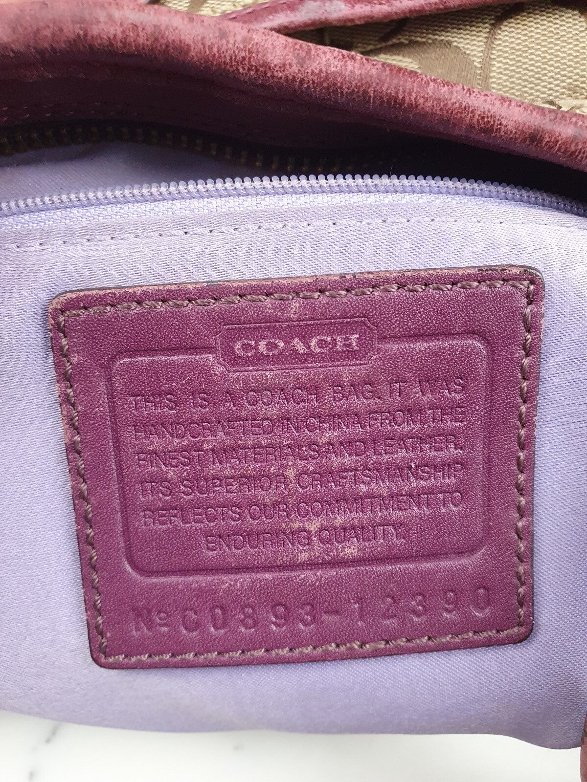 Coach Signature Canvas and Leather Crossbody Bag in Burgundy