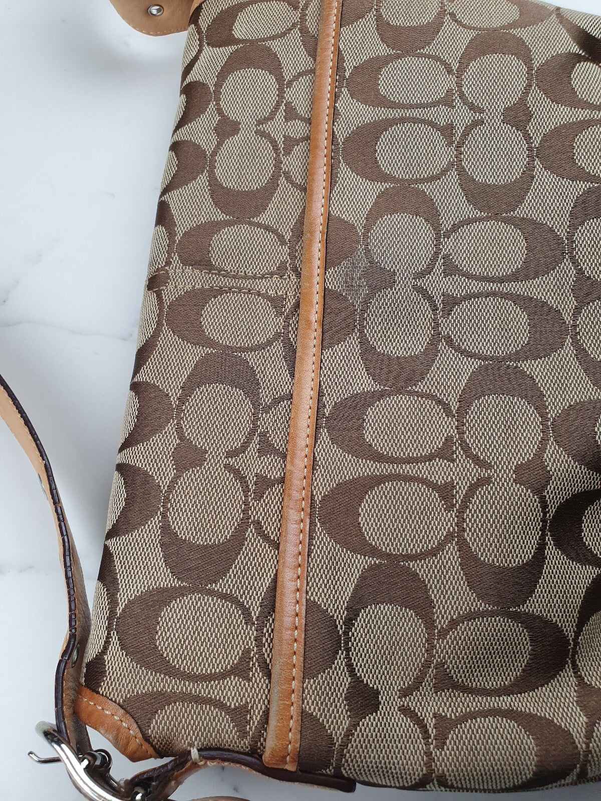 Coach Signature Canvas Crossbody Bag with Leather Trim