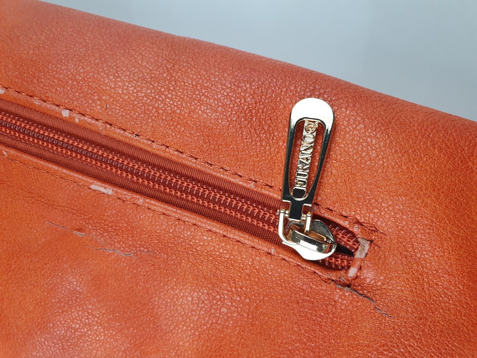 Firano Patchwork Leather Tote Bag in Orange, Beige and Mint