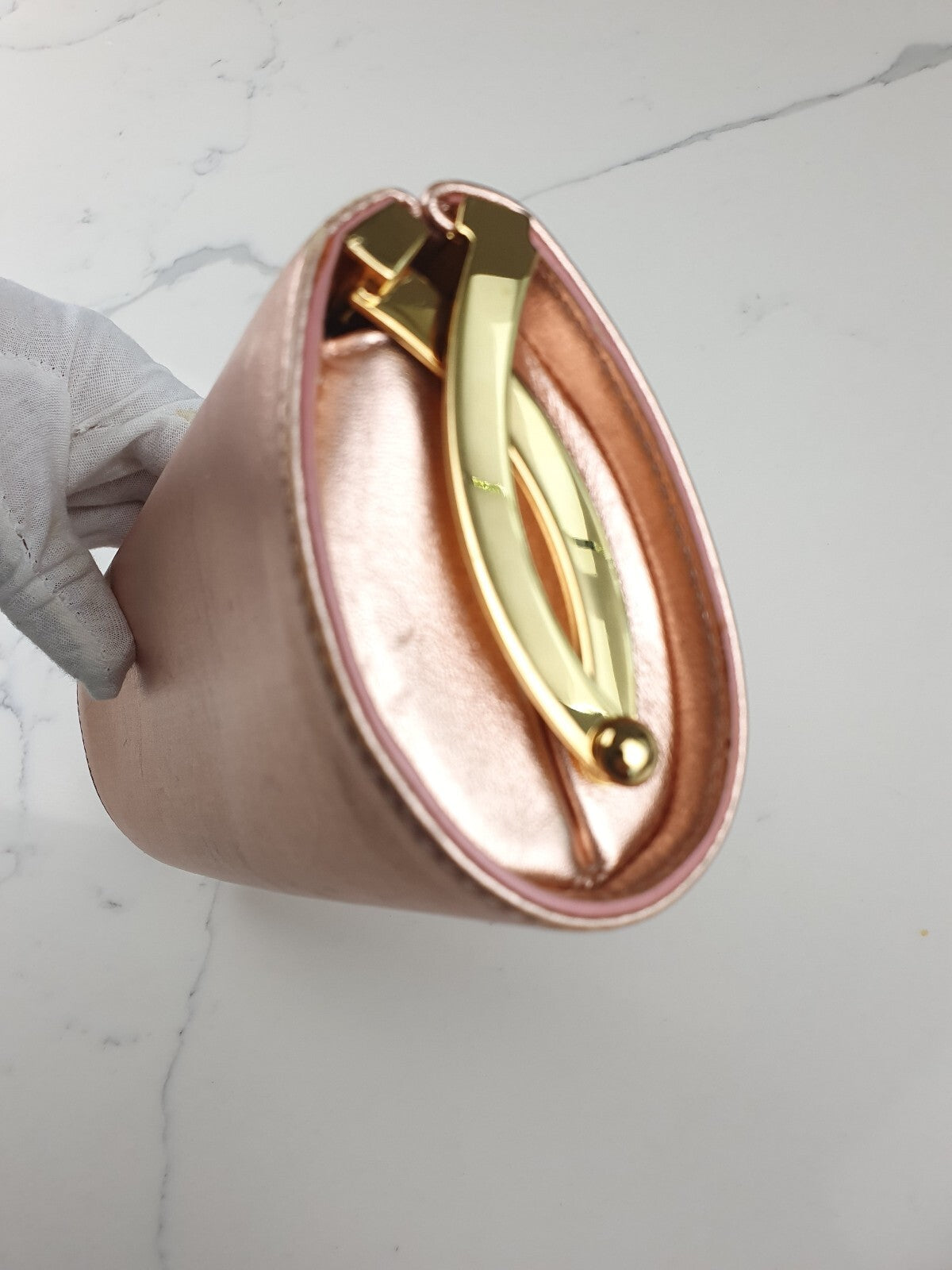 Jimmy Choo Metallic Rose Gold Clutch Bag