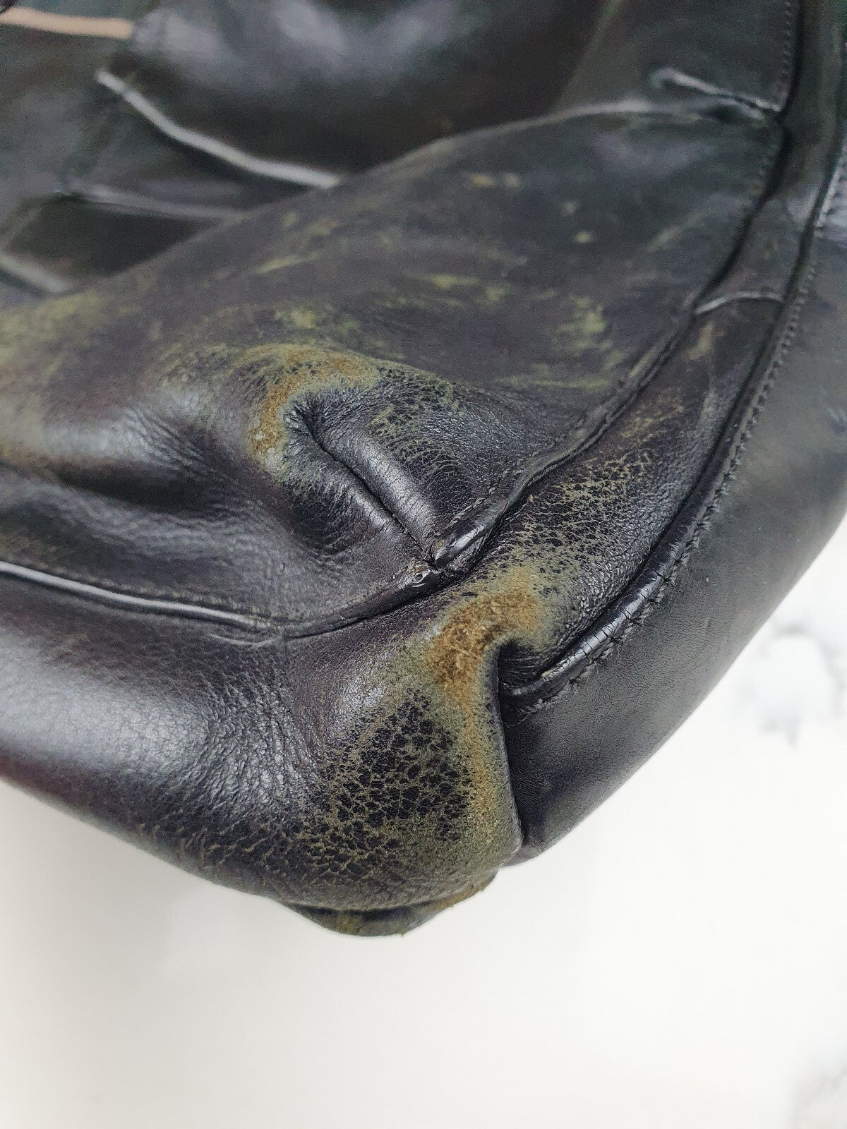 Coach Vintage Genuine Black Leather Tote Bag with Dual Front Pockets