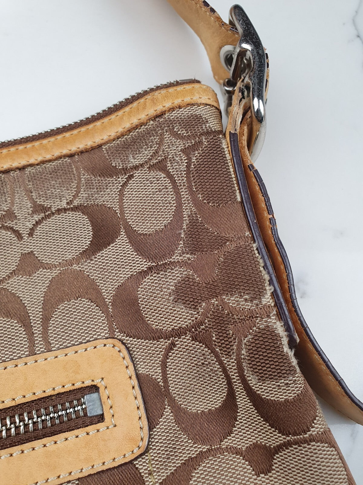 Coach Signature Canvas and Leather Shoulder Bag