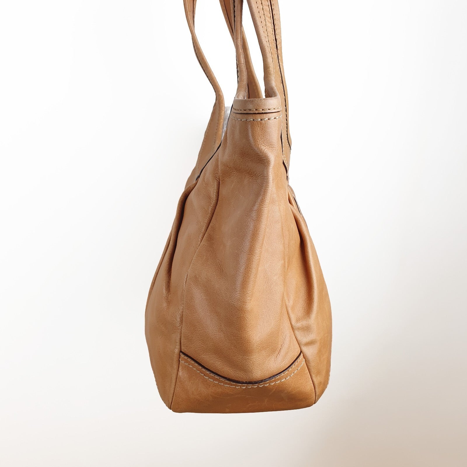 Coach Genuine Leather Tan Shoulder Bag with Colourful Interior Lining