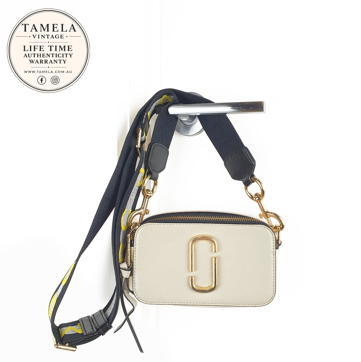 Marc Jacobs Snapshot Small Camera Bag in Light Beige with Gold Hardware