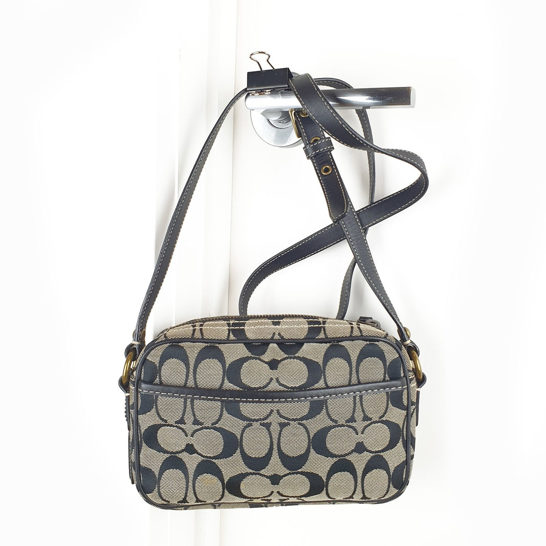 Coach Signature Canvas Crossbody Bag with Leather Trim