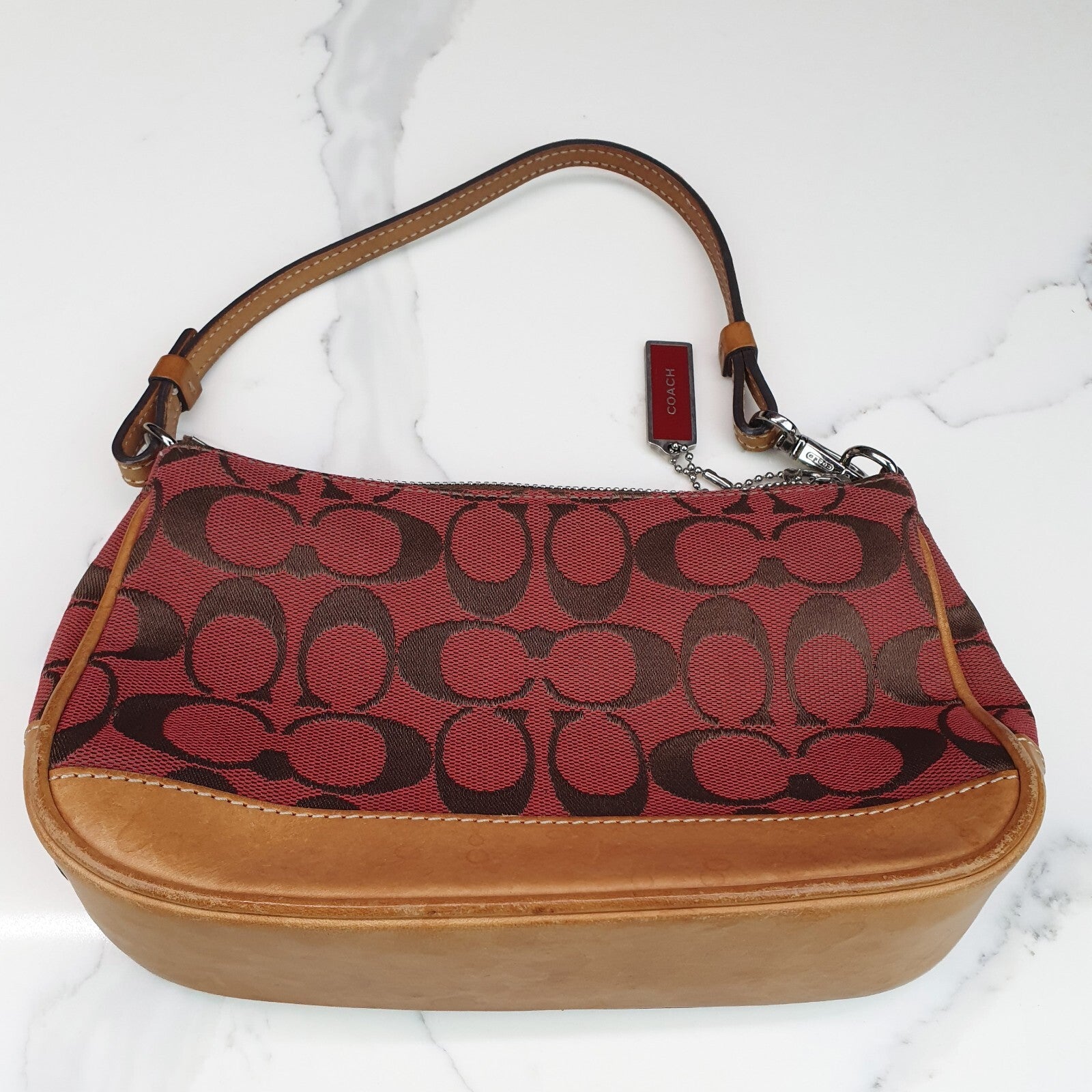 Authentic  COACH Y2K Demi Shoulder Bag Tan