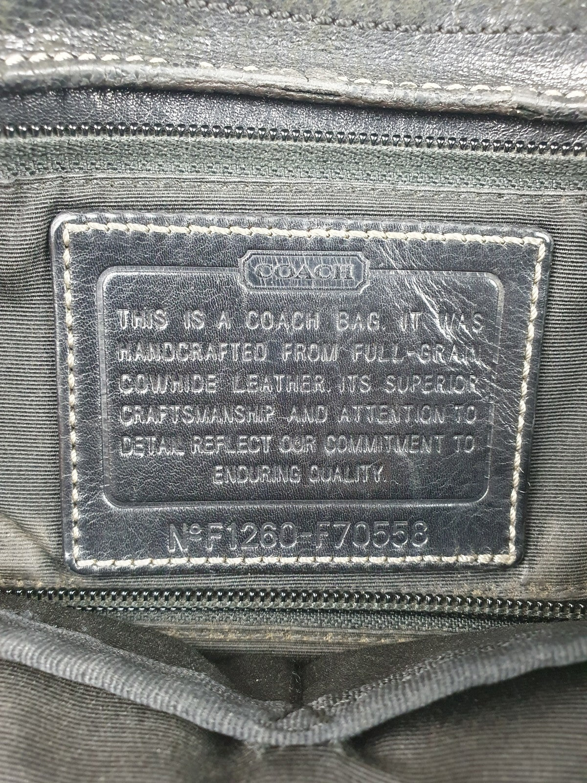 Coach Vintage Genuine Black Leather Tote Bag with Dual Front Pockets
