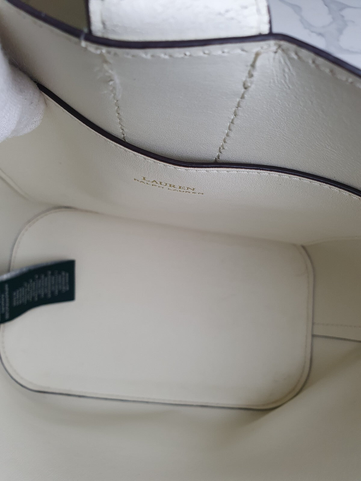 Ralph Lauren White Leather Shoulder Bag with Gold RL Logo