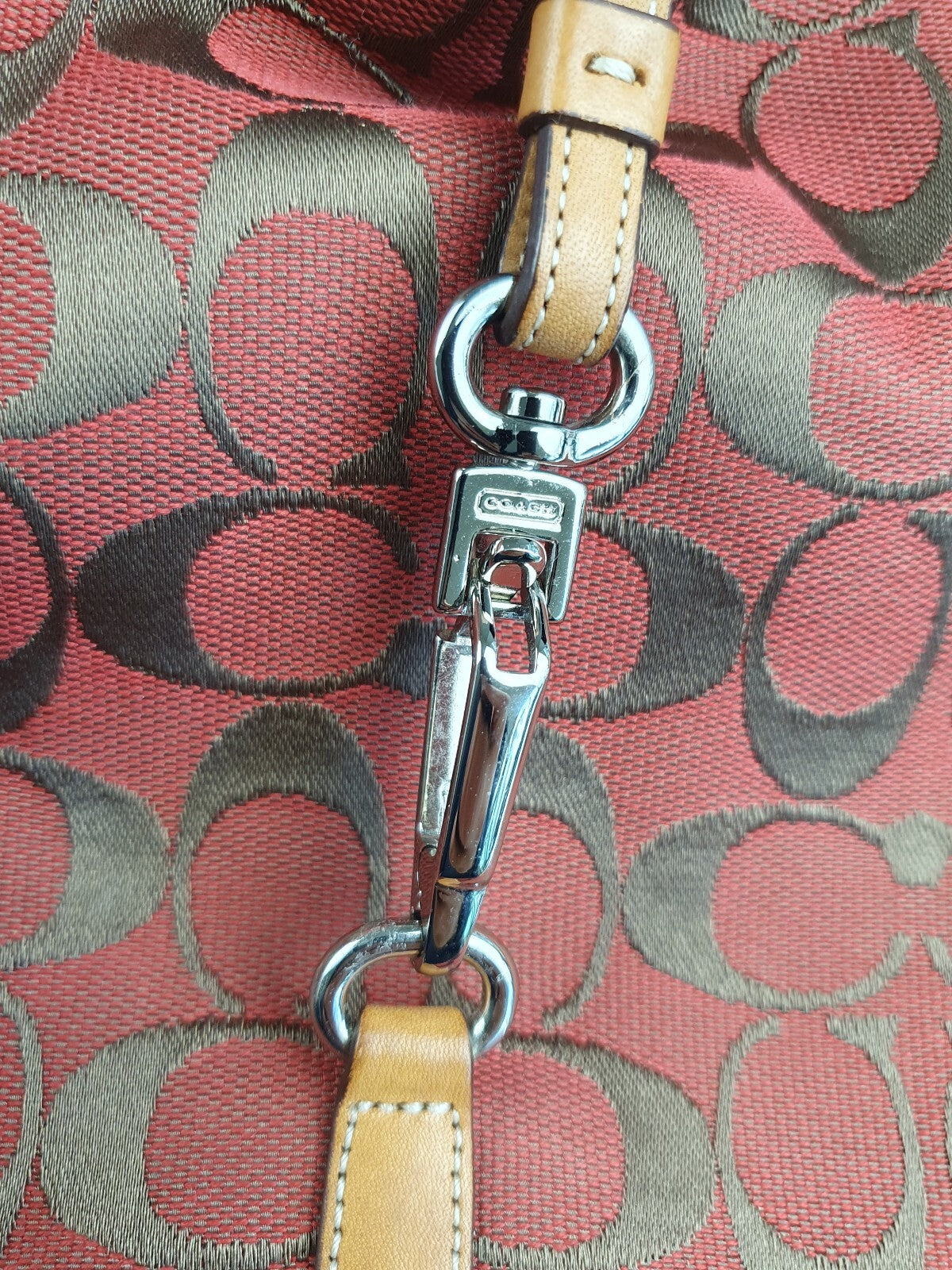 Coach Vintage Signature Canvas Shoulder Bag with Leather Trim