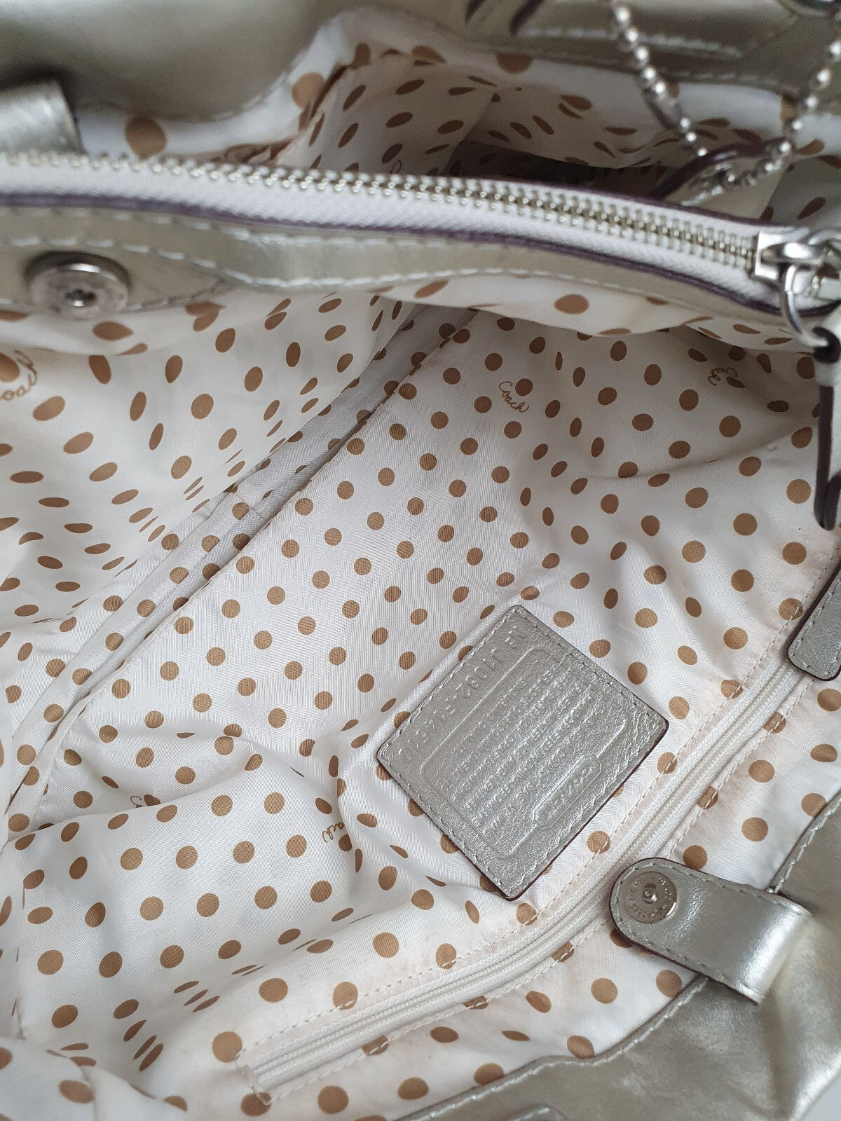 Vintage Coach Metallic Silver Leather Shoulder Bag