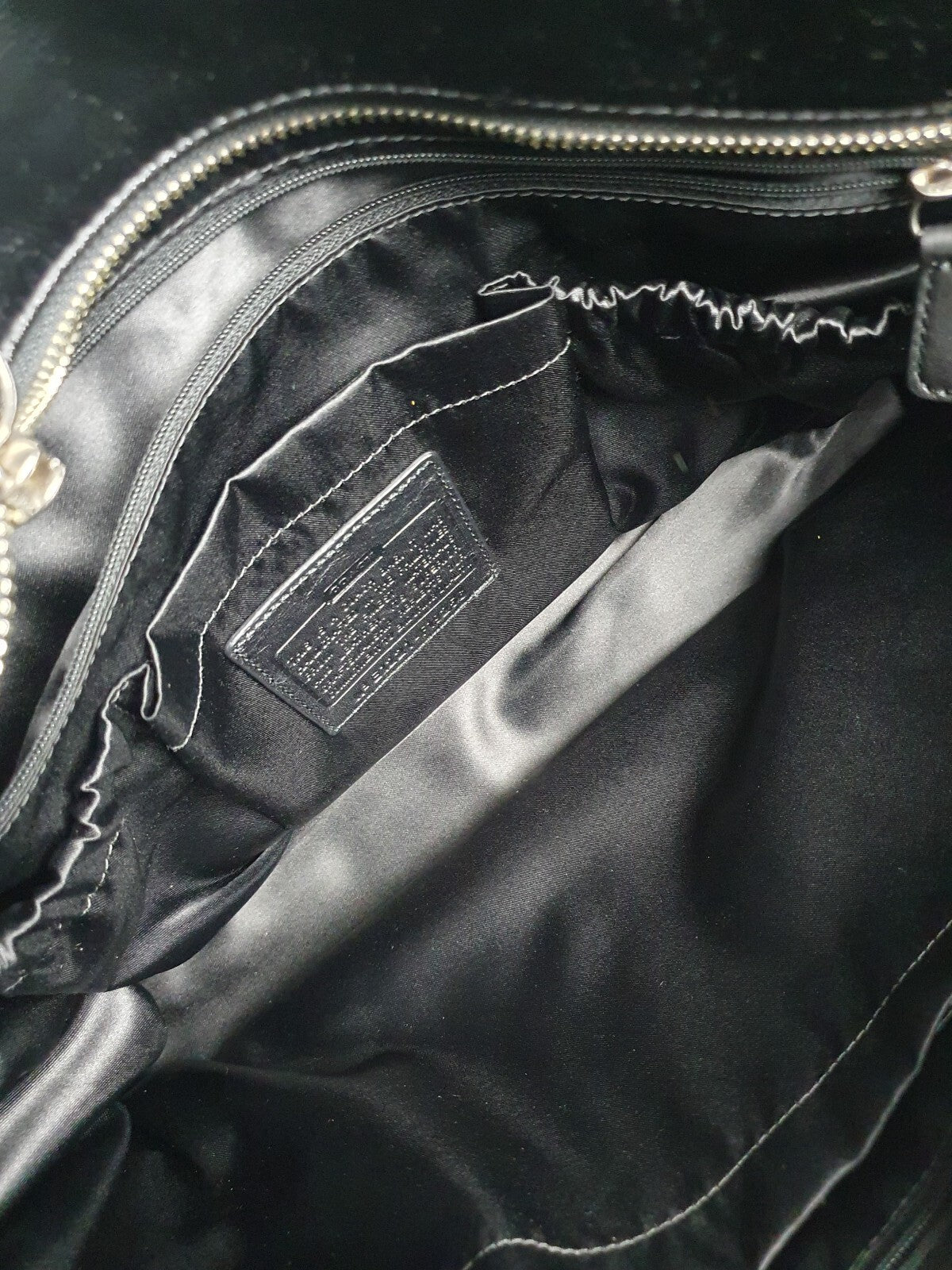 Large Vintage Coach Black Leather Signature Tote Shoulder Bag