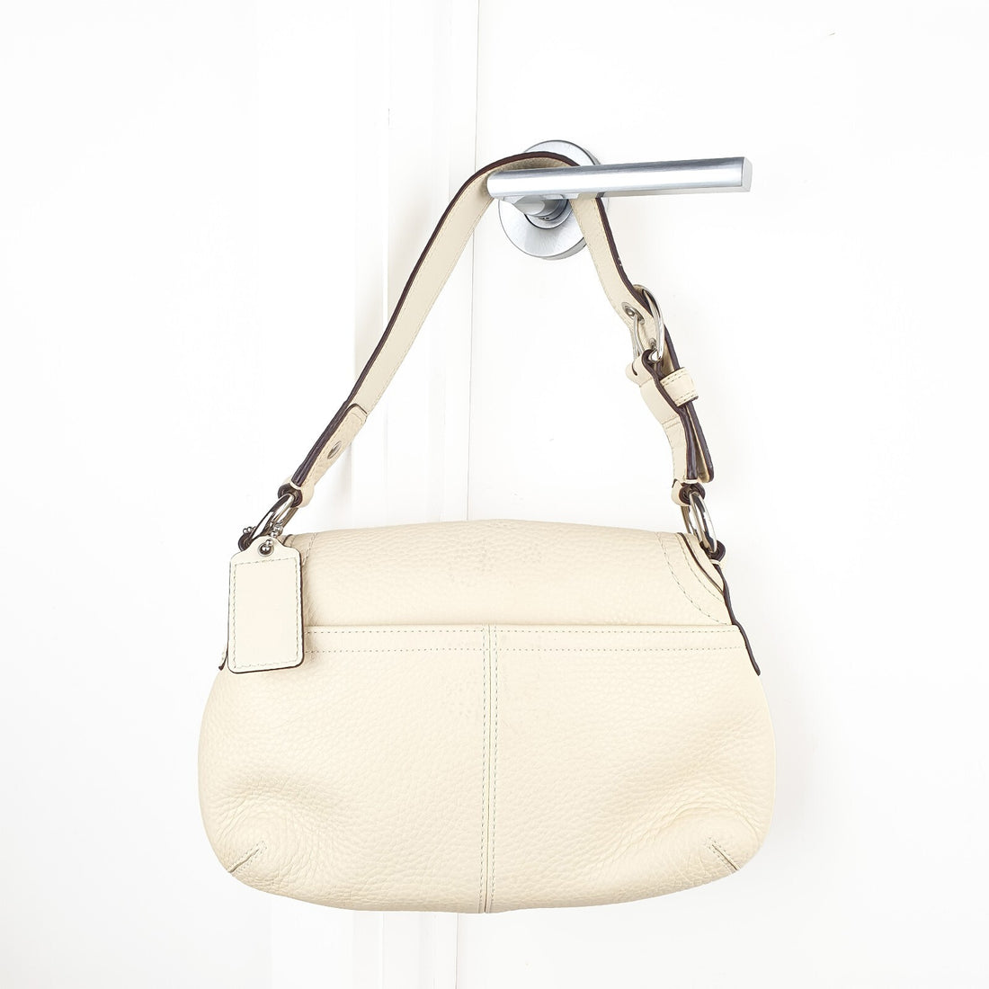 Coach Cream Leather Shoulder Bag with Pink Interior